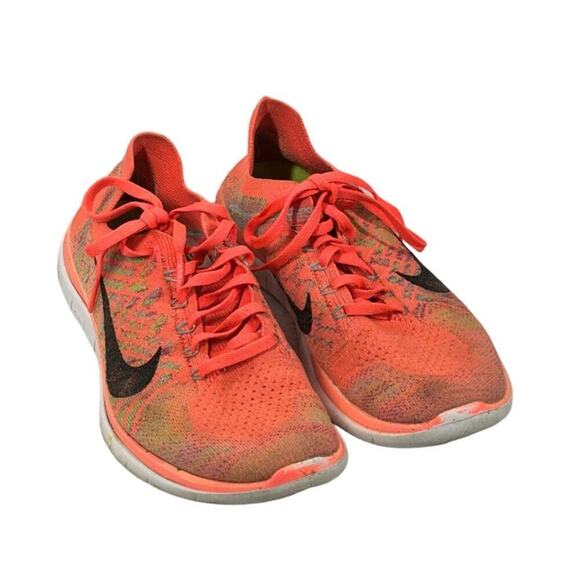 Nike Free 4.0 Flyknit Orange Hot Lava Fuchsia Running Shoes Women's Size 7.5 - Picture 12 of 13